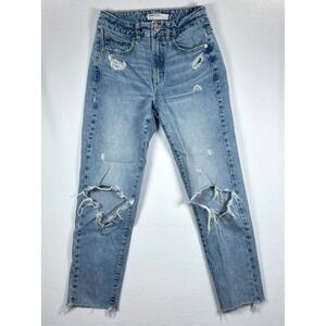Garage Denim Jeans Womens SZ‎ 0 Mom Distressed Light Wash 90s Grunge
